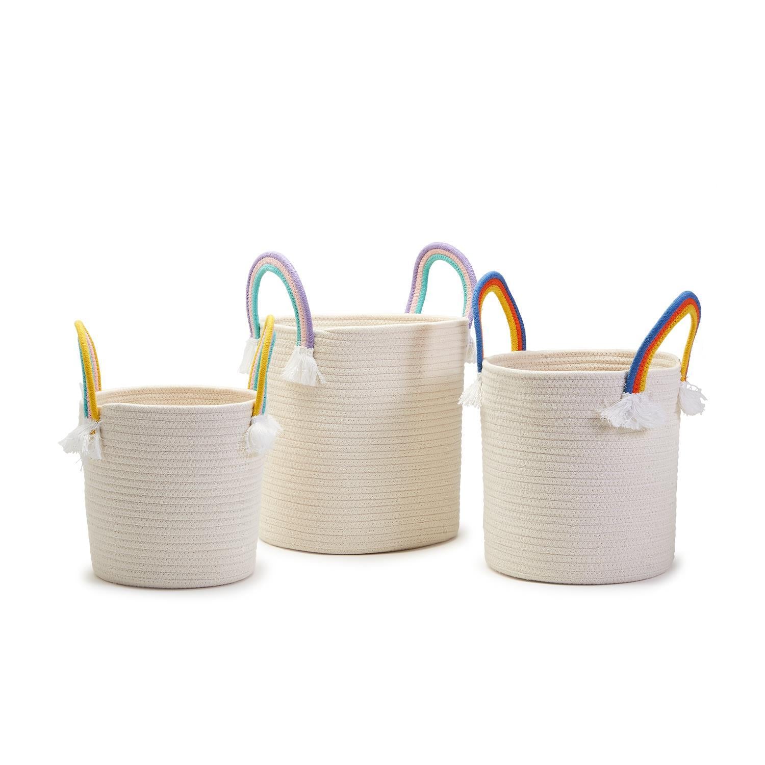 Haven & Co- Rainbow Handle Rope Baskets