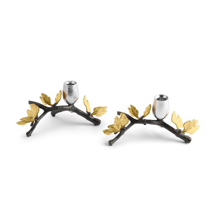 Michael Aram- Butterfly Ginkgo Low Candle Holder s/2