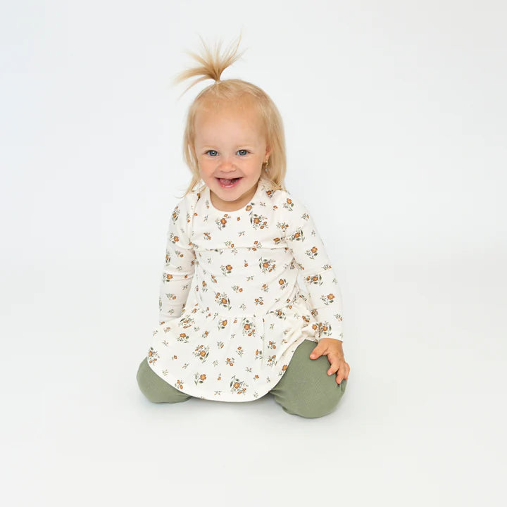 Angel Dear- Mocha Rose Ditsy Peplum Top and Flare Pant- Ivory