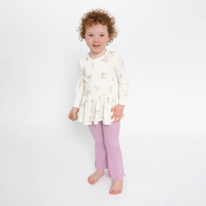 Angel Dear- Wispy Floral Peplum Top and Flare Pant - Ivory