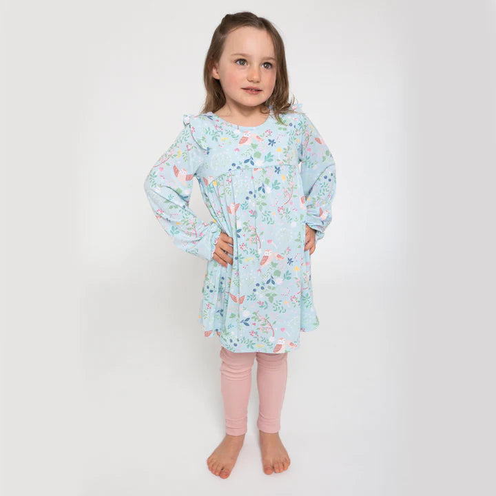 Angel Dear- Pretty Owls Smocked Top and Legging - Blue