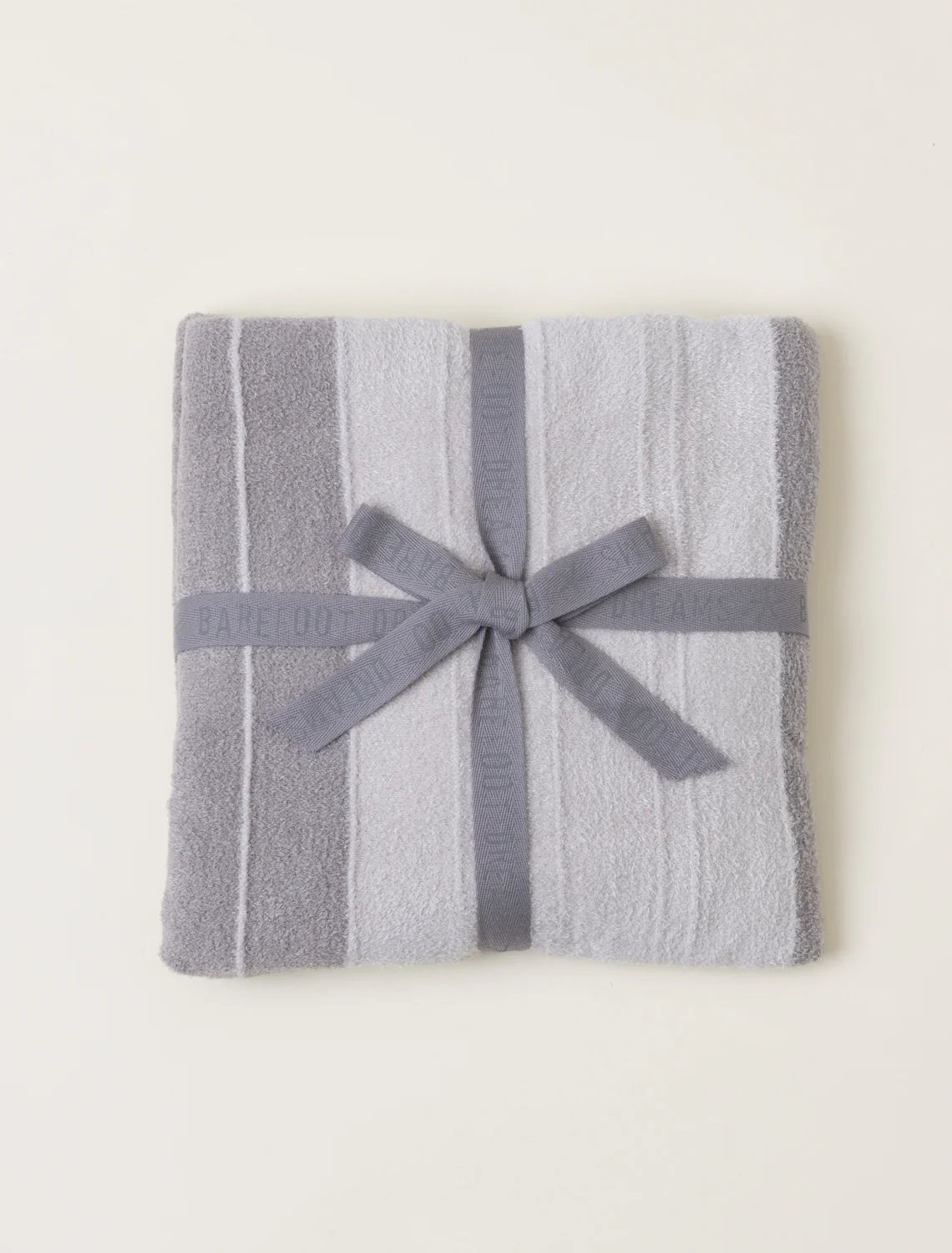 Barefoot Dreams- CozyChic Lite Pinched Stripe Blanket Scarf- Silver/Pewter