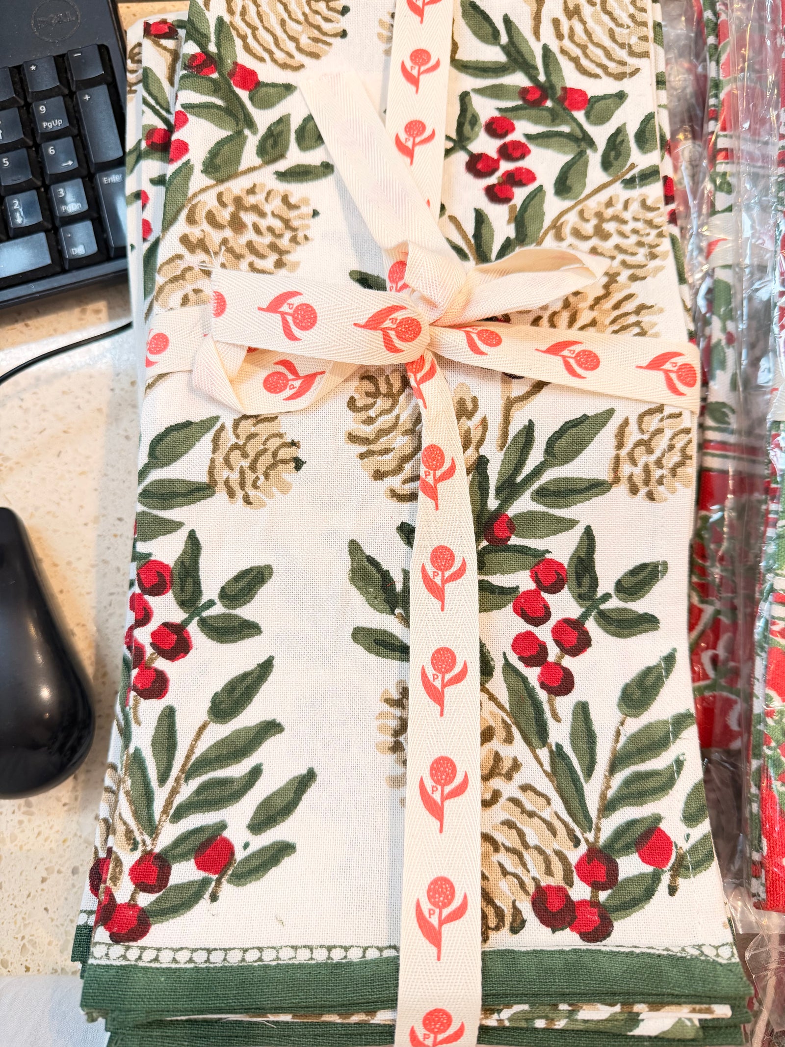 Pomegranate- Christmas Garland Tea Towels