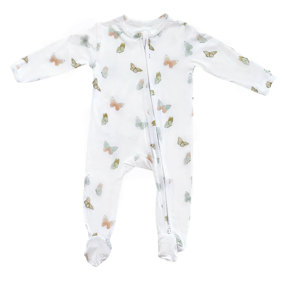 Dear Perli- Butterflies Footie Zippered One Piece
