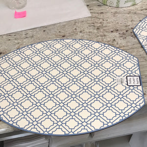 Holly Stuart Home- Ellipse Flora and Asian Cane Placemat Aquatic