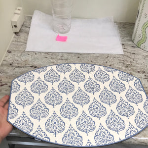 Holly Stuart Home- Ellipse Flora and Asian Cane Placemat Aquatic