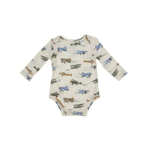 Angel Dear- Vintage Airplane Bodysuit- Green Multi