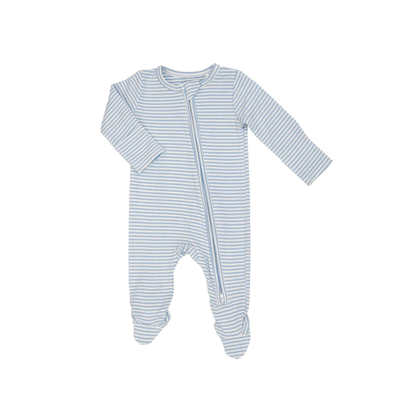 Angel Dear- Bedtime Story Animals Stripe 2 Way Zipper Footie- Blue