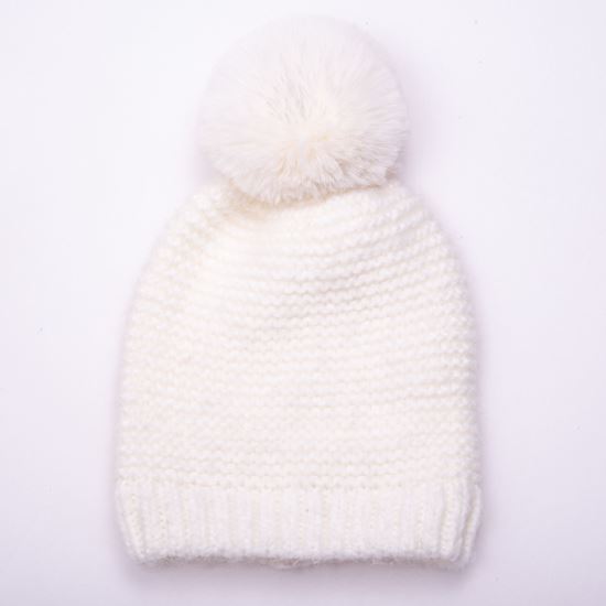 Amanda Blu- Cozy Knit Pom Hat/Magic Gloves- Cream Set