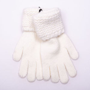 Amanda Blu- Cozy Knit Pom Hat/Magic Gloves- Cream Set