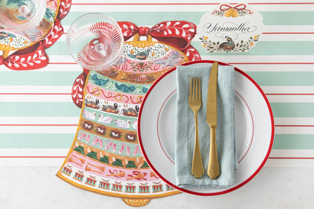 Hester & Cook- Die Cut Twelve Days of Christmas Bell Placemats- 12 sheets