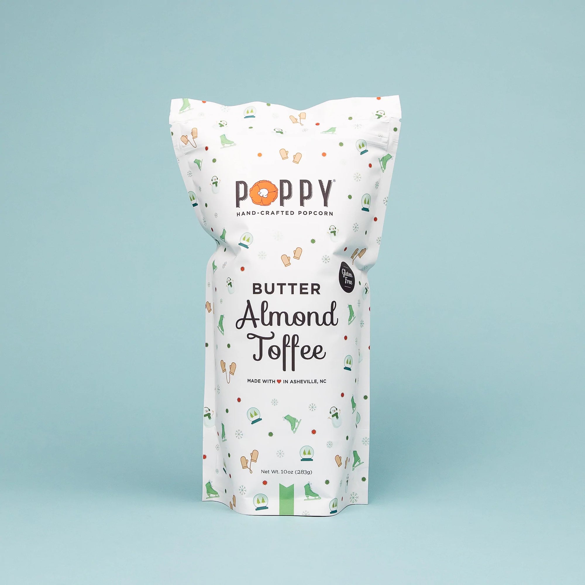 Poppy Handcrafted Popcorn- Butter Almond Toffee Holiday Market Bag