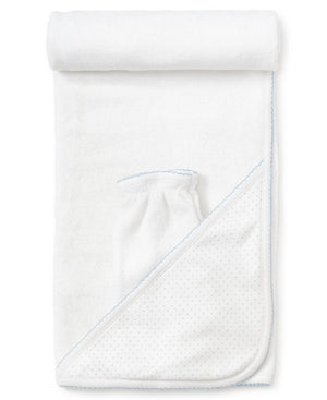 Kissy Kissy - New Kissy Dots Hooded Towel & Mitt Set - White/Light Blue