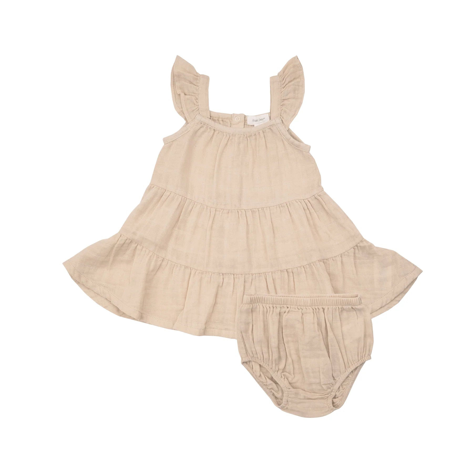 Angel Dear- Solid Muslin Soft Linen Twirly Sundress & Diaper Cover