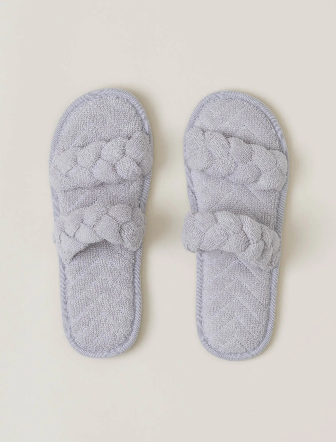 Barefoot Dreams- TowelTerry Braided Slippers- Fog Gray