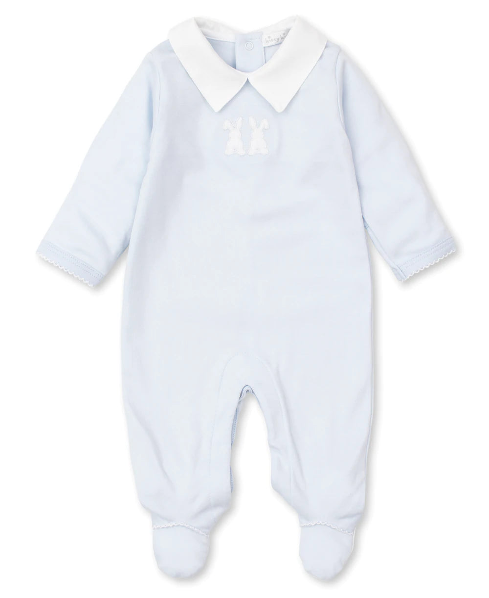 Kissy Kissy- Pique Rabbit Ears Blue Footie