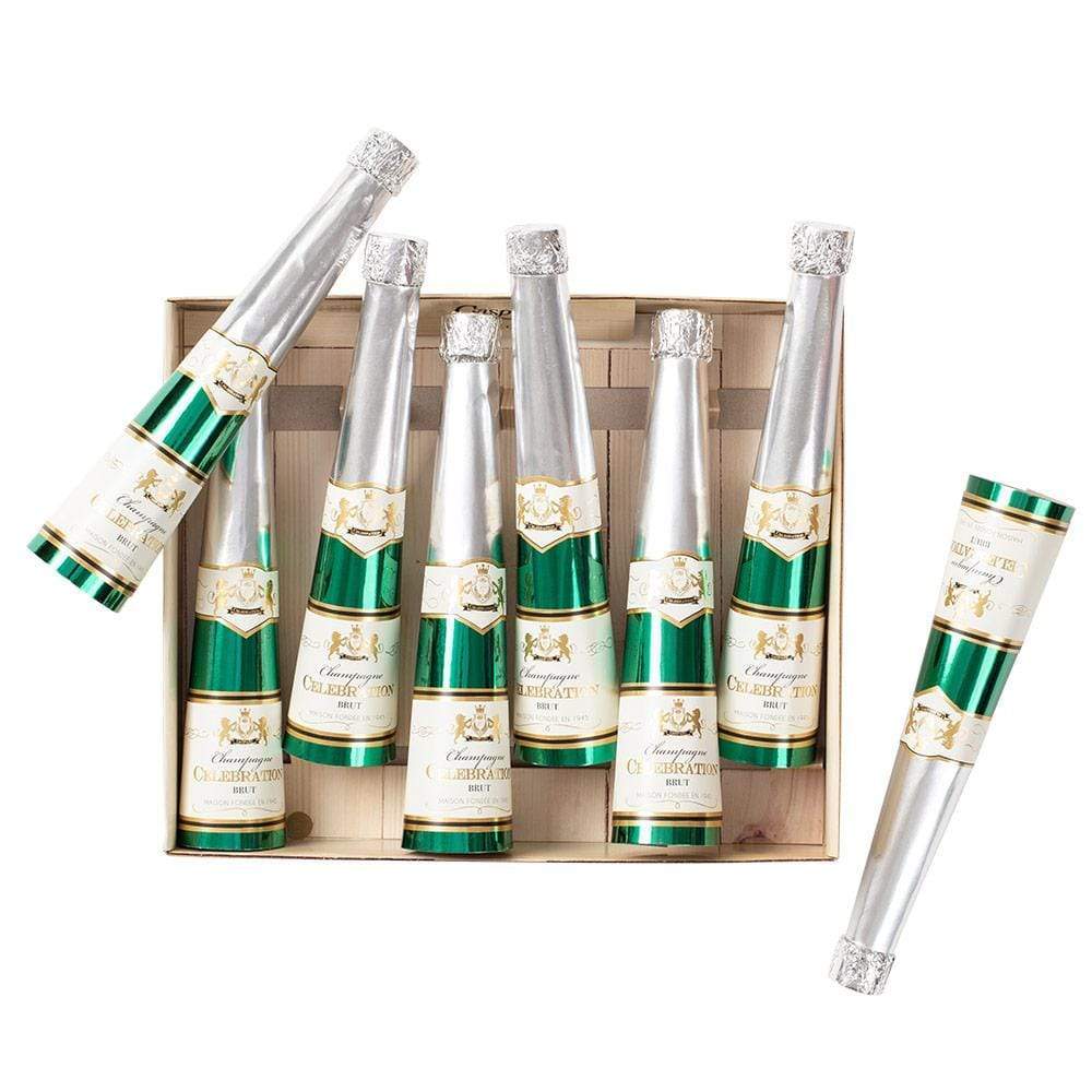 Caspari- Champagne Bottle Cone Celebration Crackers - 8 Per Box