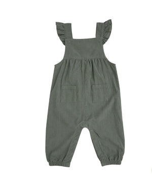 Angel Dear - Hedge Green Corduroy Ruffle Overalls Green