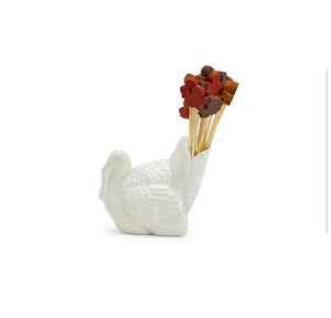 Two's Company- Turkey Pick Holder w/20 Leaf Picks in GB