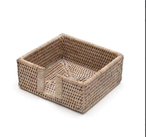 Caspari - Rattan Cocktail Napkin Holder in White Natural - 1 Each