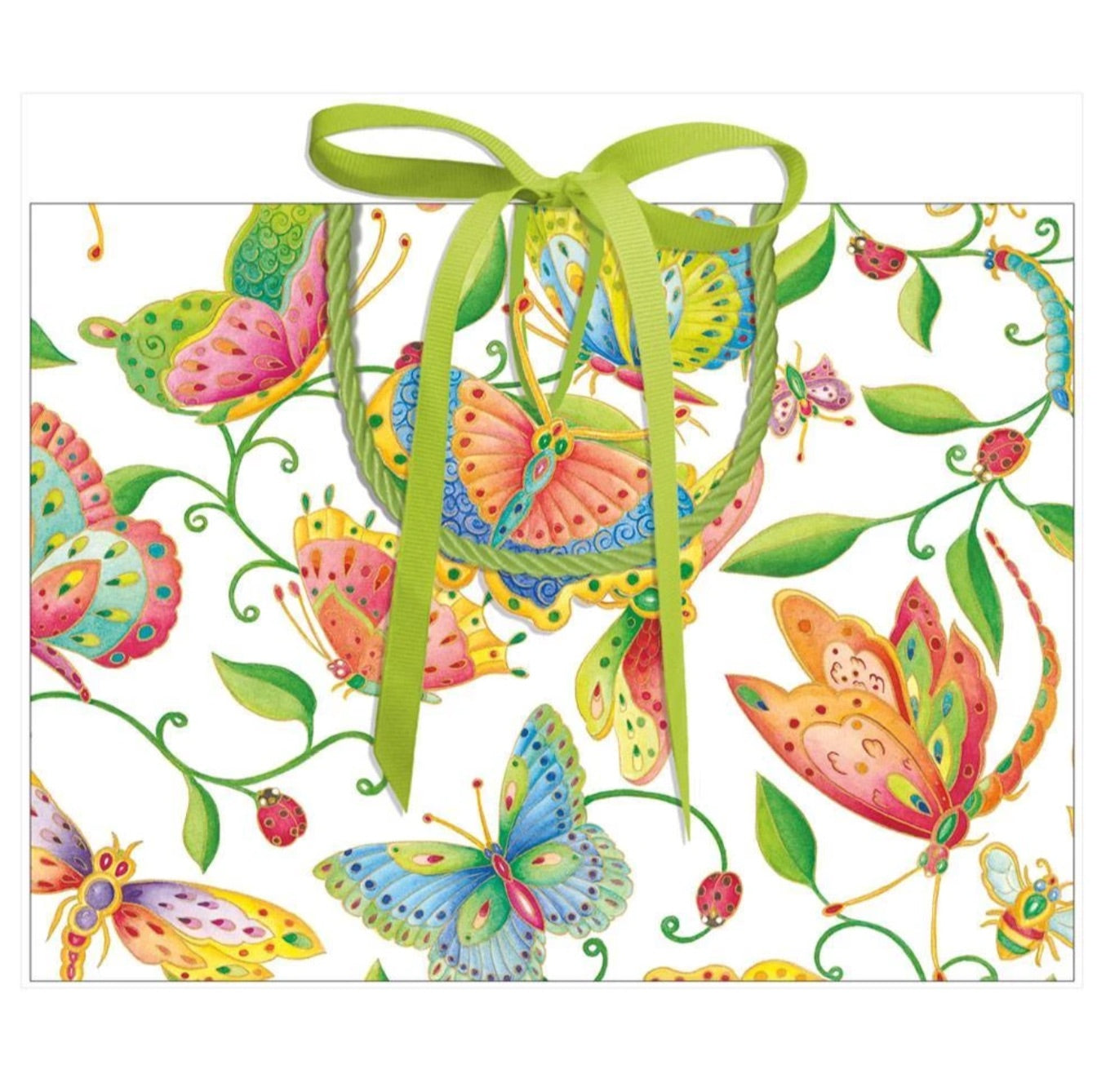 Caspari- Parvaneh's Garden Small Gift Bag in Ivory - 1 Each