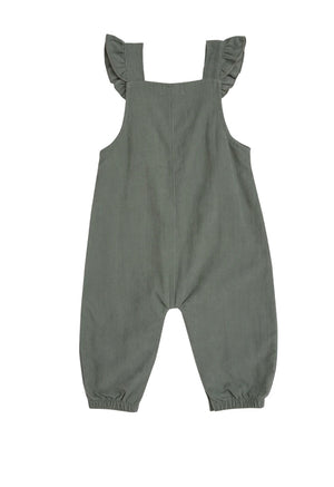 Angel Dear - Hedge Green Corduroy Ruffle Overalls Green