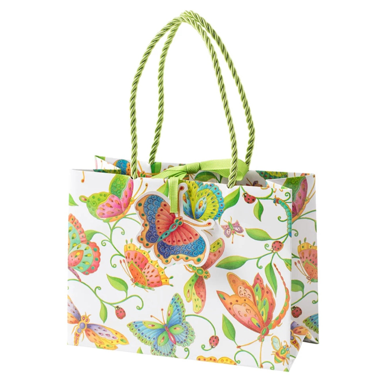 Caspari- Parvaneh's Garden Small Gift Bag in Ivory - 1 Each