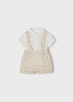 Mayoral- Shorts with suspenders set color stone