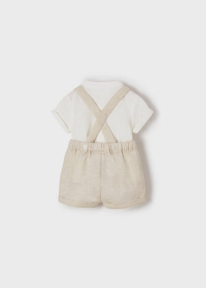Mayoral- Shorts with suspenders set color stone